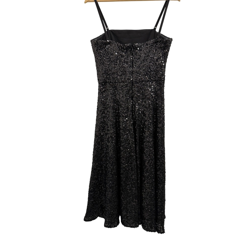 Dress The Population Ruby Jet Black Sequin Midi Dress Womens Medium DDR197-K864 - Picture 3 of 7